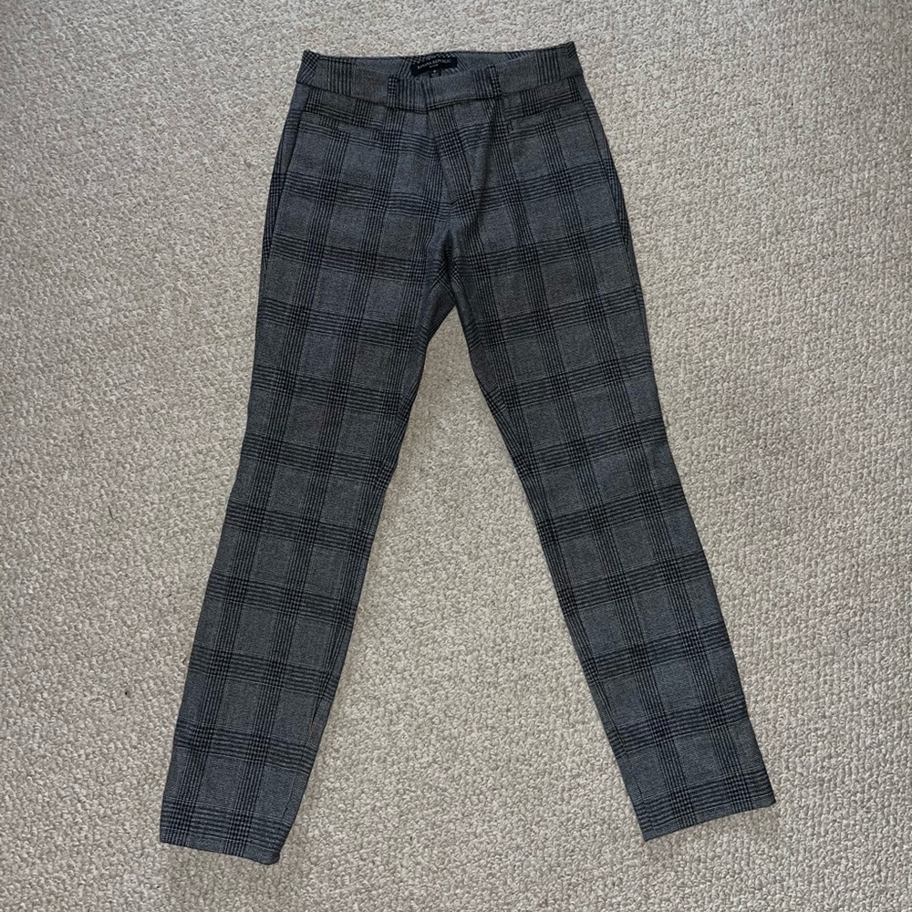 Banana Republic Black and Gray Checkered Pants
